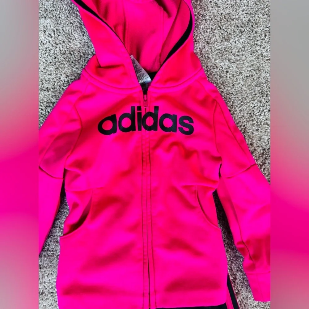 Adidas toddler tracksuit activewear jogger set pink and black 2 pieces size 2t - Picture 4 of 10
